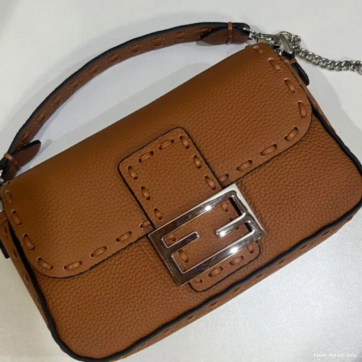 Cheap Baguette Brown Fendi Selleria Leather Mini Cuoio In Bag Romano 0813